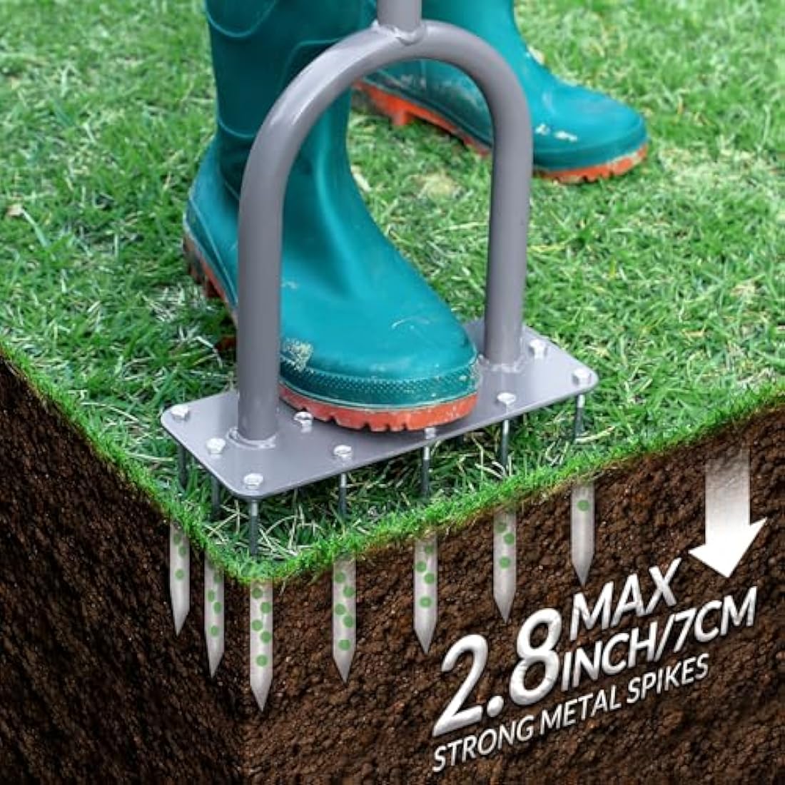 Walensee Manual Lawn Aerator – 15 Spike Iron Dethatching Tool for Yard