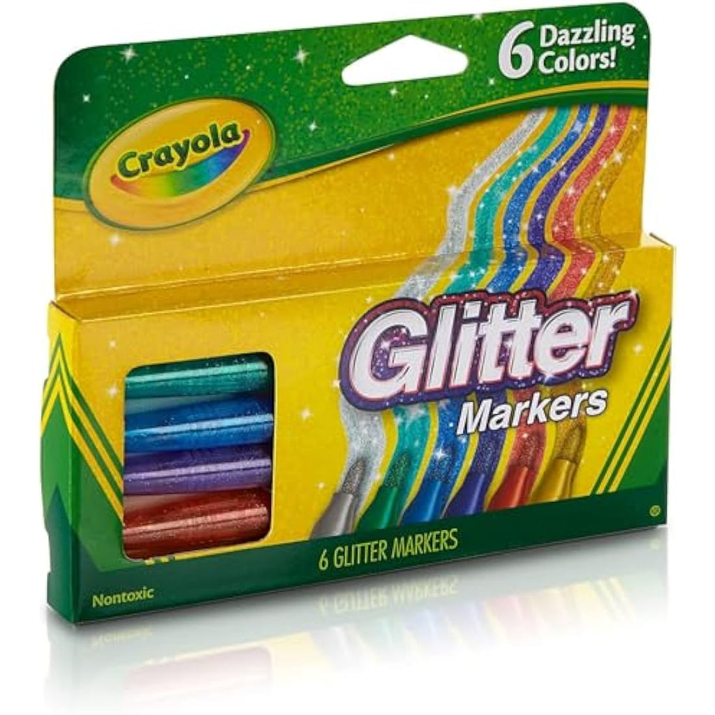Crayola Glitter Markers 6ct – Easy Grip Specialty Art Drawing Pens
