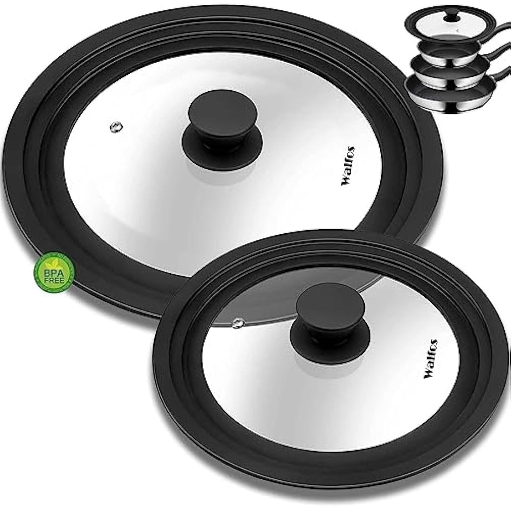 Walfos Universal Pot Lid Set | Tempered Glass & Silicone | 2-Piece