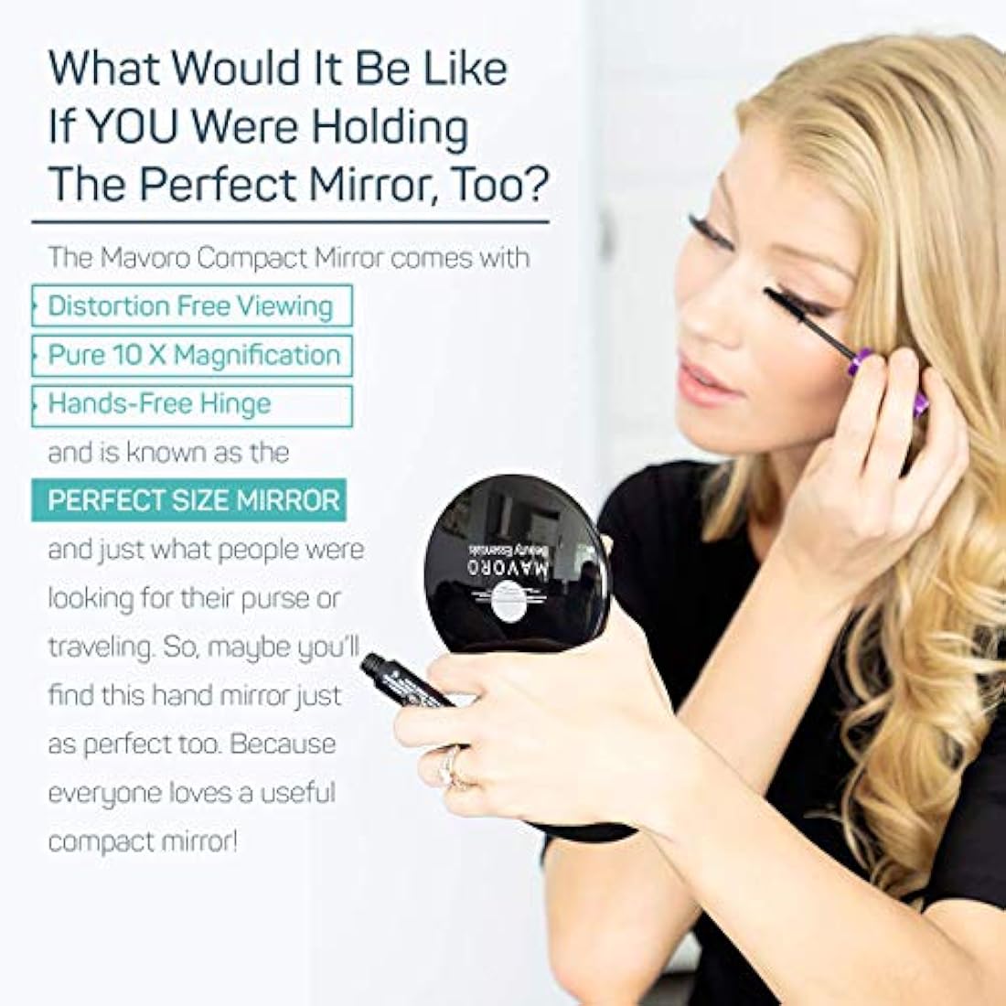 Mavoro 10x Magnifying Compact Mirror – 4 Inch Double Sided Travel Mirror