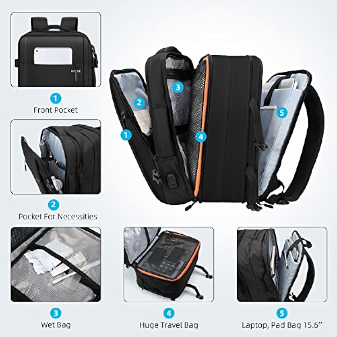 HOMIEE Expandable Cabin Bag | 38L Flight Approved Travel Laptop Backpack