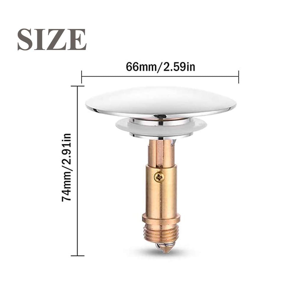 Pop Up Click Clack Sprung Plug Stopper,Bathroom Basin Sink Drain Plug Stopper,Waste Push Button Brass Slotted Plug for Washbasin Bathroom 1pcs - image 5