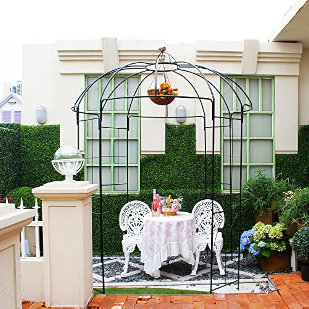 SCENDOR Birdcage Metal Garden Gazebo – 4-Sided Rose Pavilion Arch Trellis