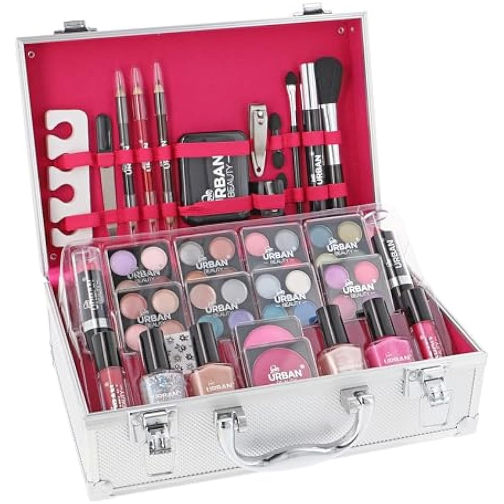 Love Urban Beauty 60-Piece Vegan Makeup Set – Silver Travel Case
