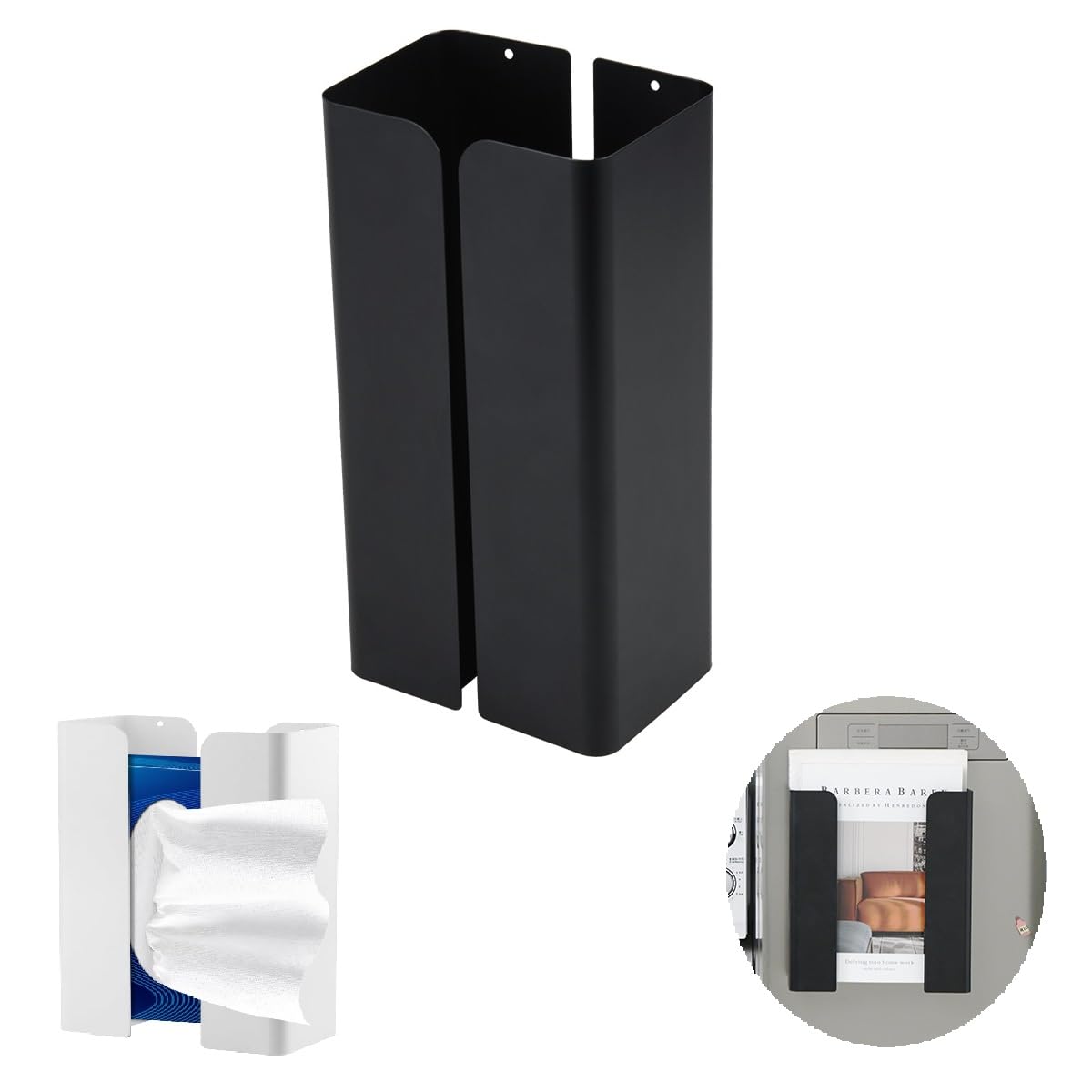 Lomonmen Magnetic Tissue Holder | Carbon Steel Wall Mounted Dispenser