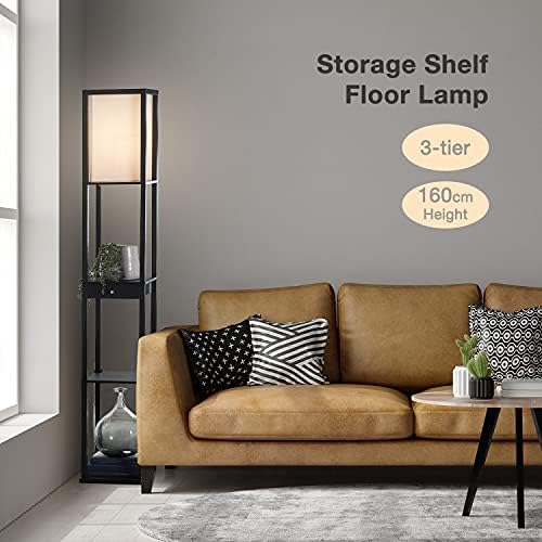 Modern Shelf Floor Lamp – 3-Tier Wooden Standing Light