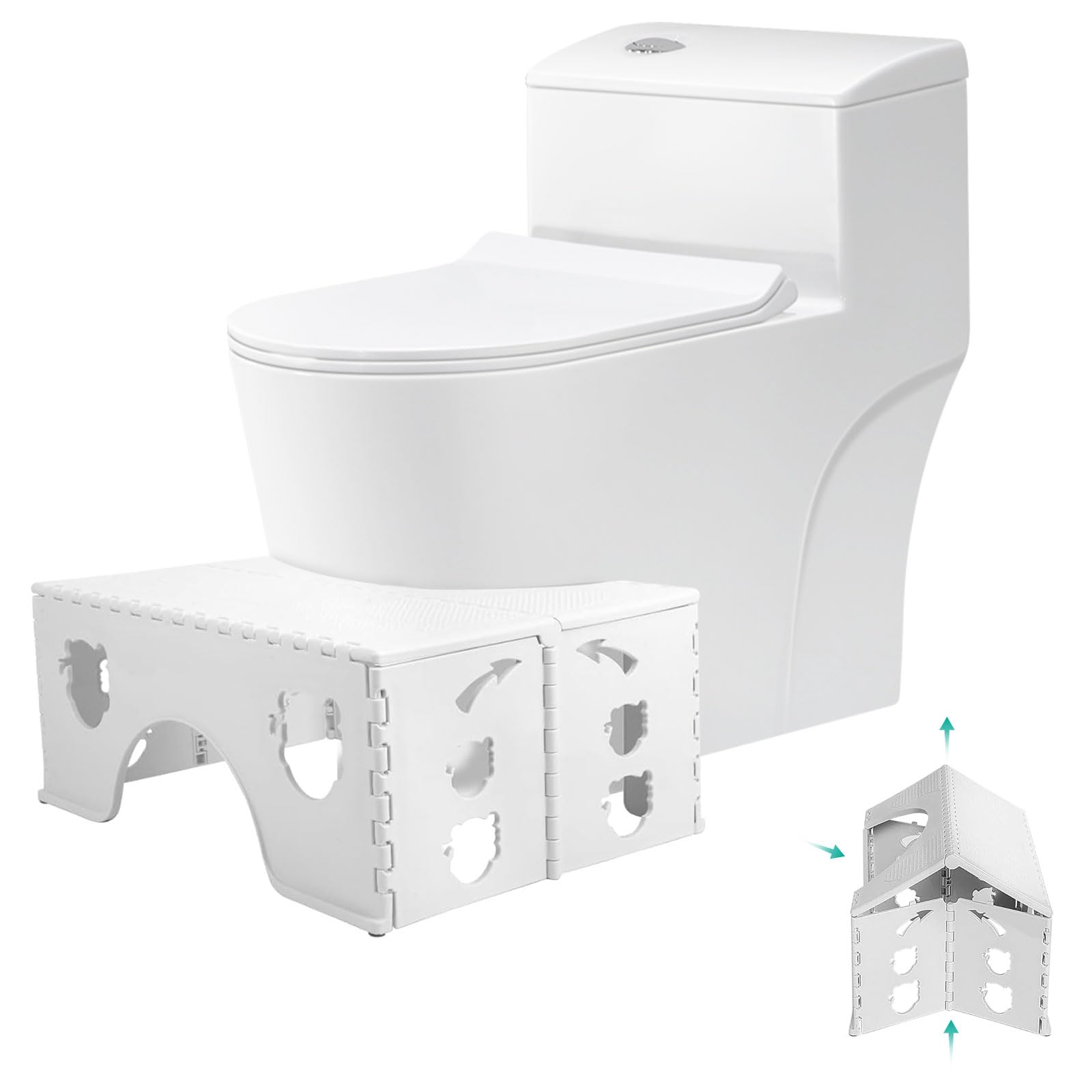 TUAKIMCE 7 Inch Foldable Toilet Stool | Ergonomic Non-Slip Squatting Stool