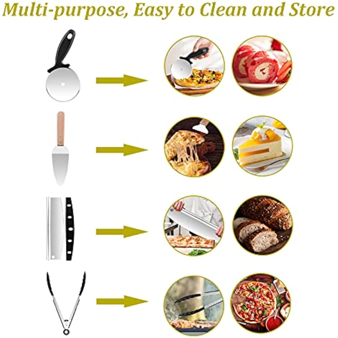 Sinbury 5-Piece Pizza Peel Set – 12 Inch Aluminum Paddle & Rocker Cutter
