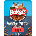 Bakers Meaty Meals Beef Dry Dog Food for Small Adults - 1kg (Pack of 4)