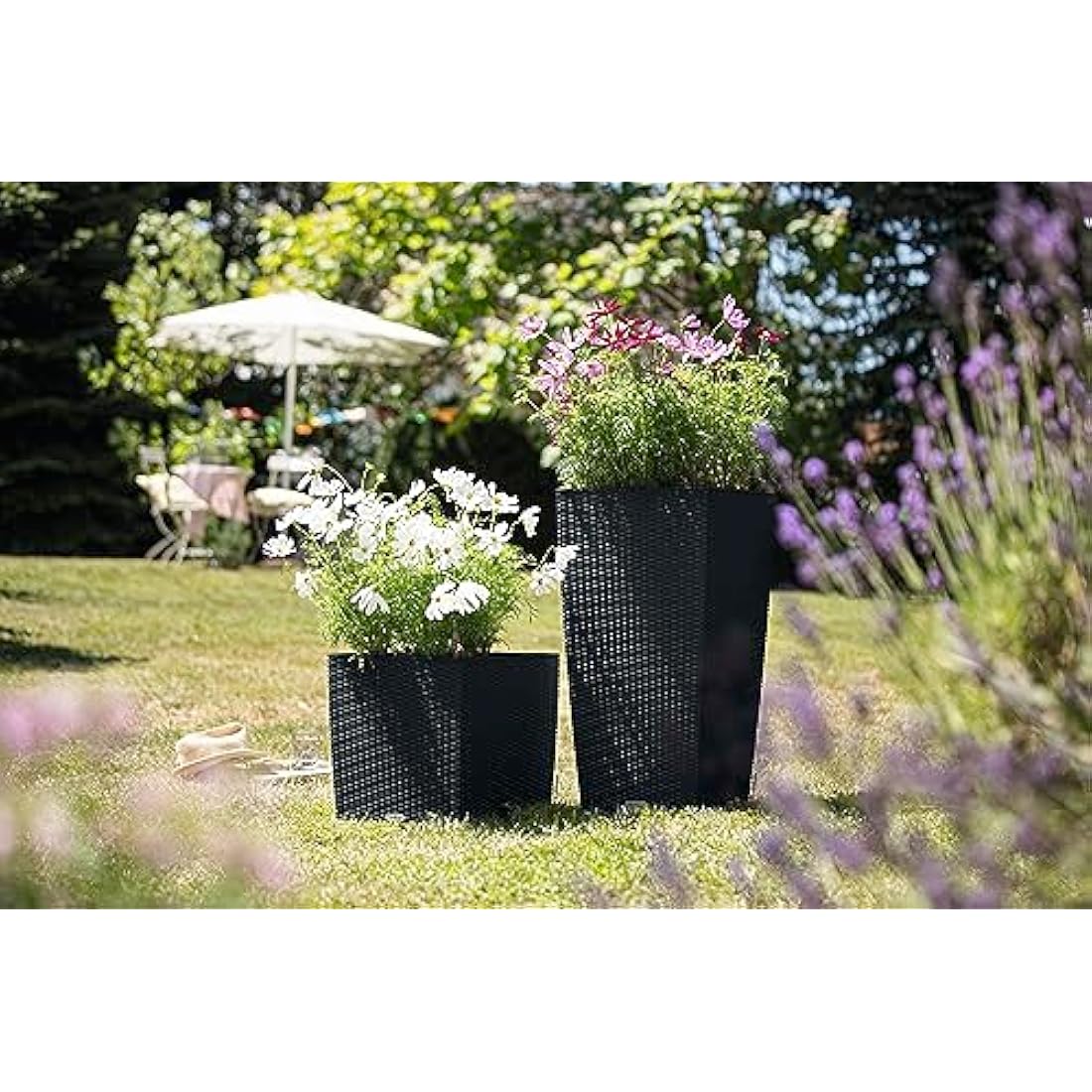 Lechuza Cubico Cottage 40 Self-Watering Planter - Graphite Black