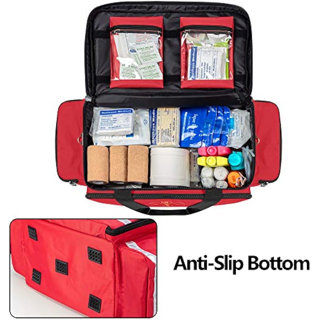 Trunab Large Emergency Trauma Bag – Professional EMT Medical Bag, Red