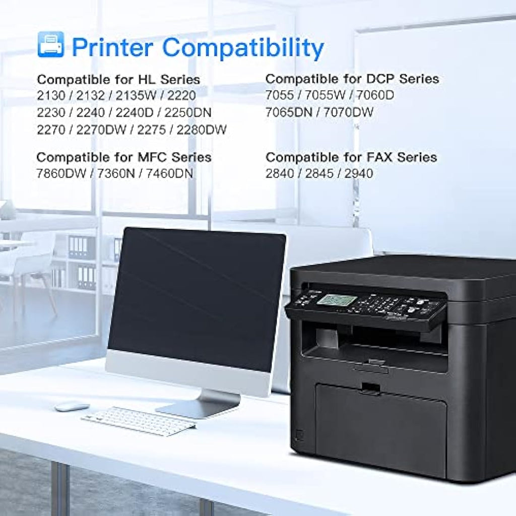 LxTek Compatible Brother TN2220 Black Toner Cartridge - 4-Pack