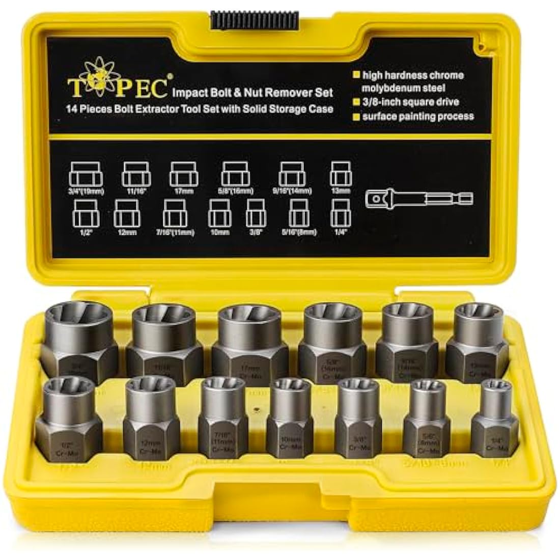 13+1 Piece Impact Bolt & Nut Remover Set | 3/8" Drive
