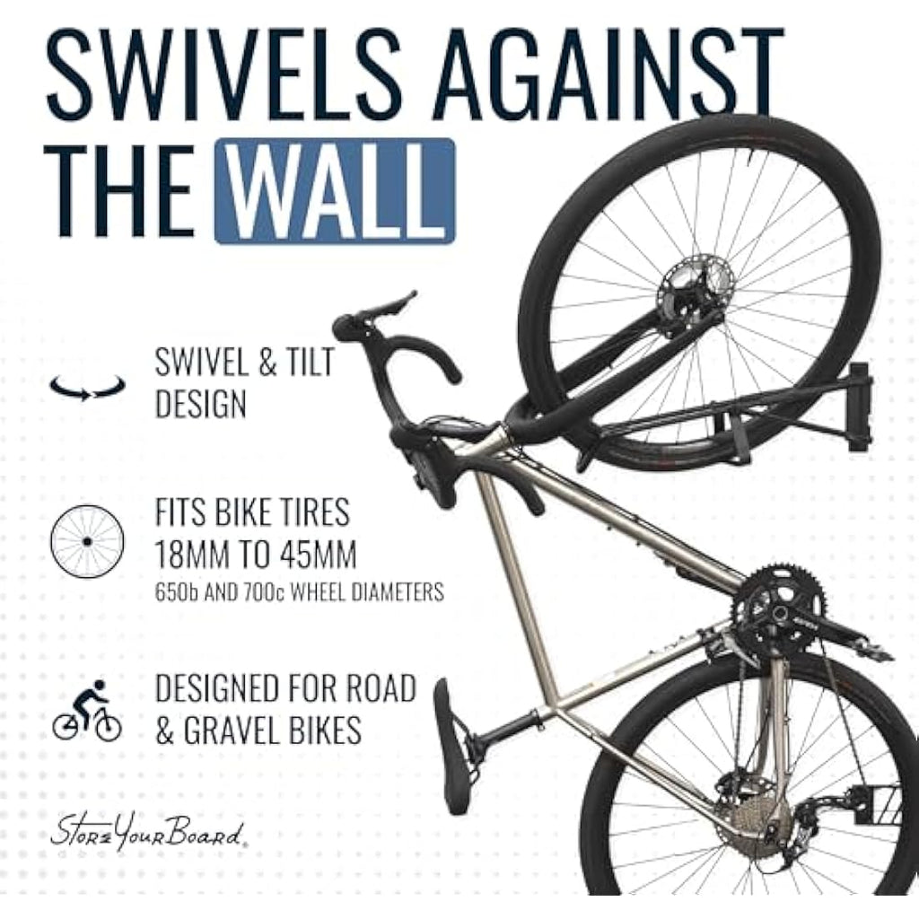 SwivelStow Road & Gravel Bike Wall Mount Rack - 2 Pack