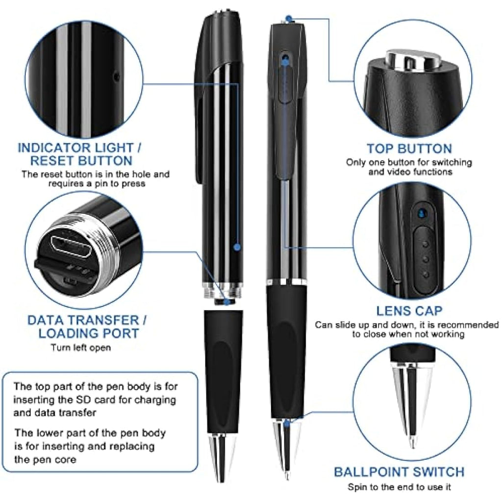 FINSUI 1080P Spy Camera Pen | Hidden Portable Pocket Cam with 32GB SD Card