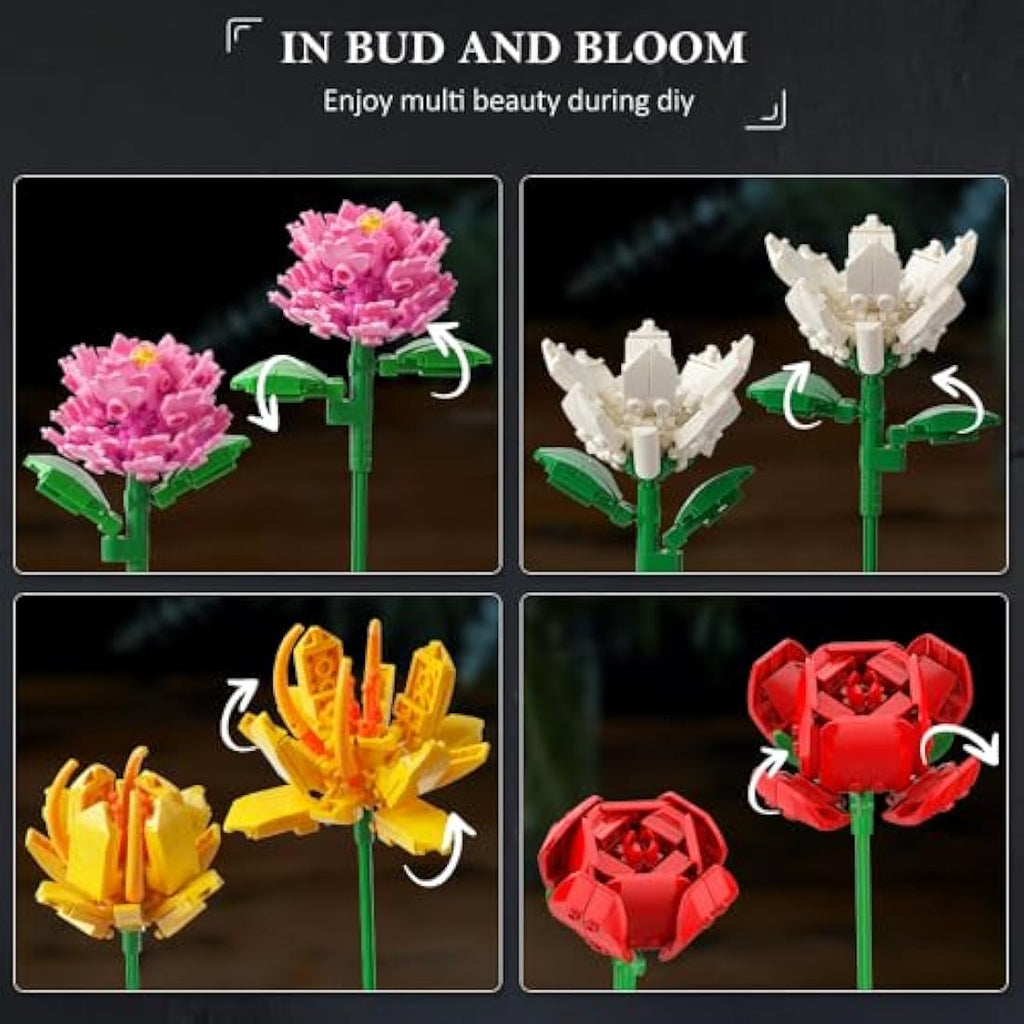 HOGOKIDS Flower Bouquet Building Set – 1464PCS Botanical Collection Gift