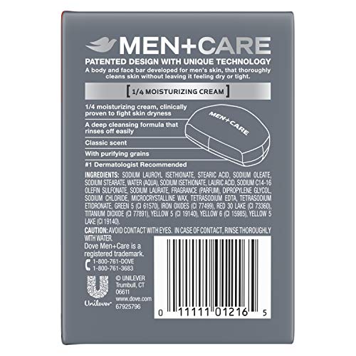Dove Men+Care Deep Clean Body and Face Bar - Moisturizing Soap, 2 Pack