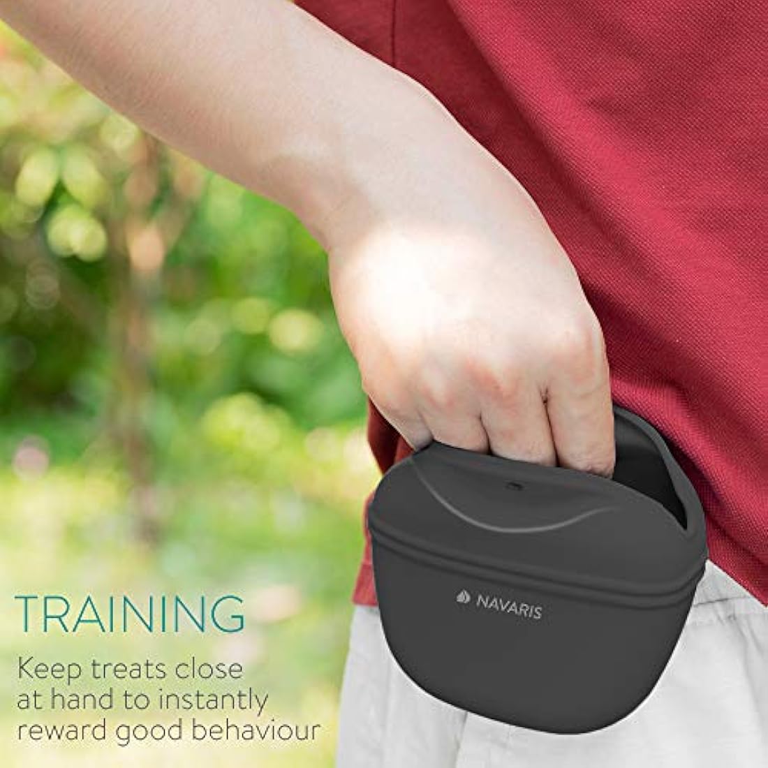 Navaris Silicone Dog Treat Pouch – 2-Pack Training Bag with Belt Clip