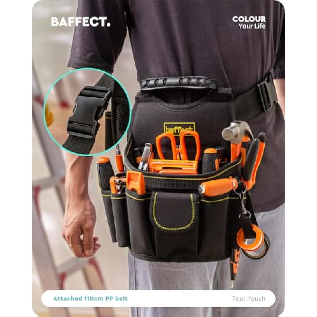 Baffect Electrician Tool Pouch – 20 Pocket Heavy Duty Canvas Waist Bag