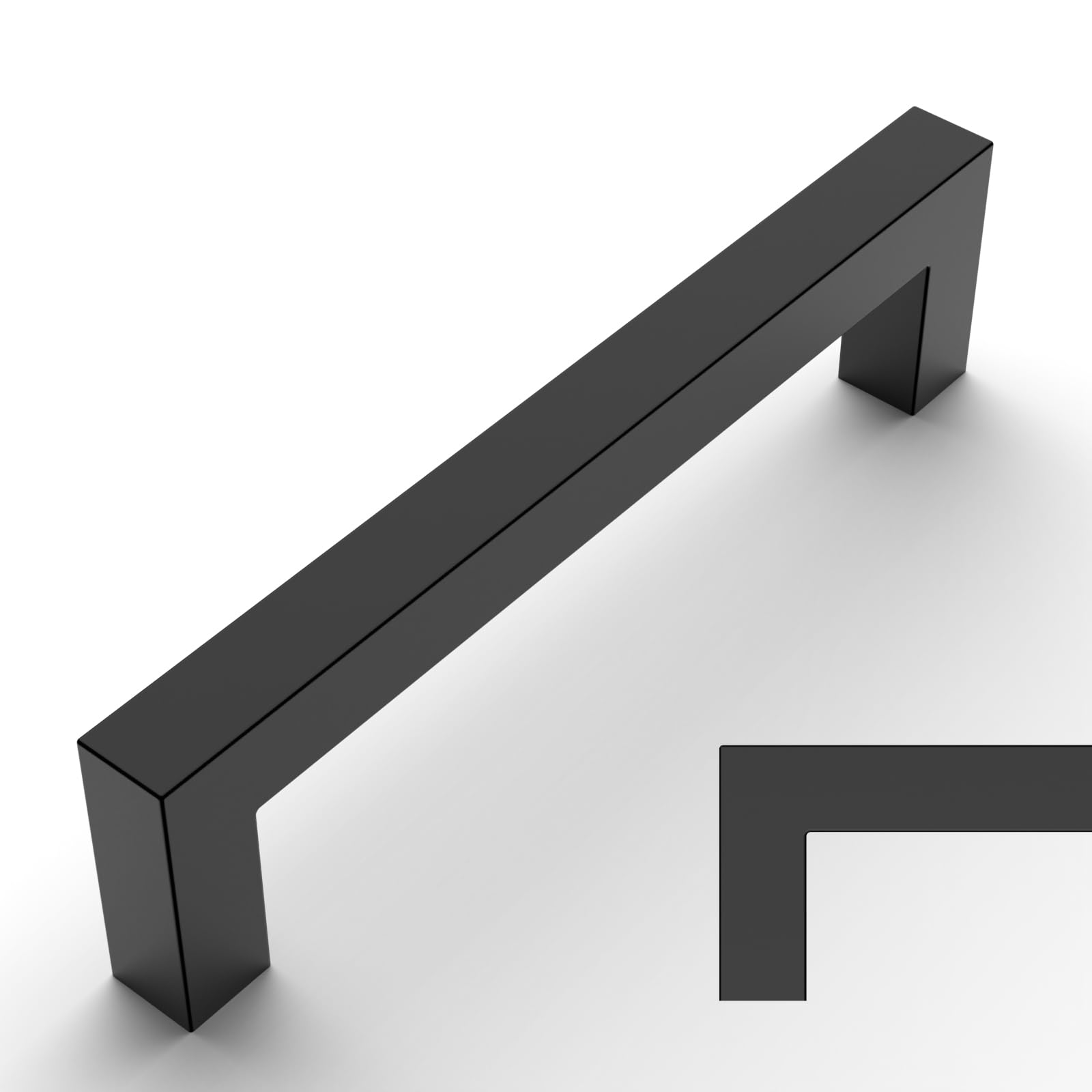 Amerdeco Matte Black Cabinet Pulls - 5 Inch Square Drawer Handles, 10 Pack