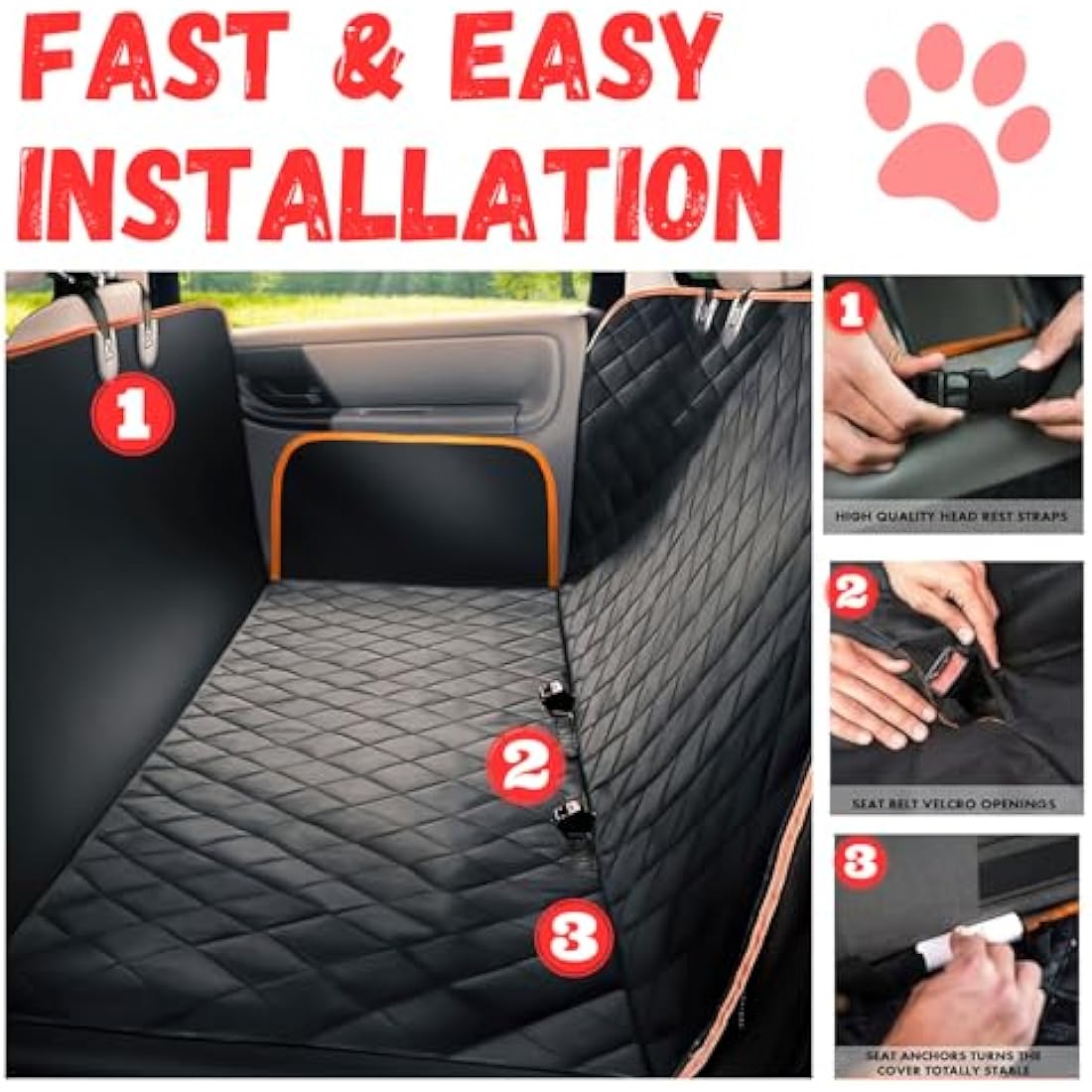 Jolof Store Dog Car Seat Cover – Waterproof Non-Slip Hammock for SUV & Truck