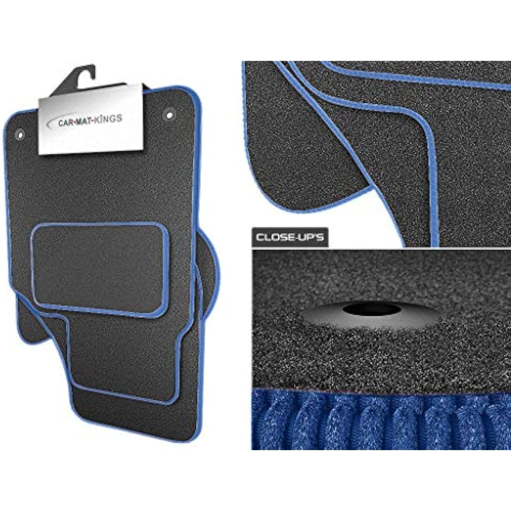 Ford Fiesta MK7 (2011-2018) Car Mat Set - 4 Piece Grey Carpet Blue Trim