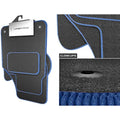 Ford Fiesta MK7 (2011-2018) Car Mat Set - 4 Piece Grey Carpet Blue Trim