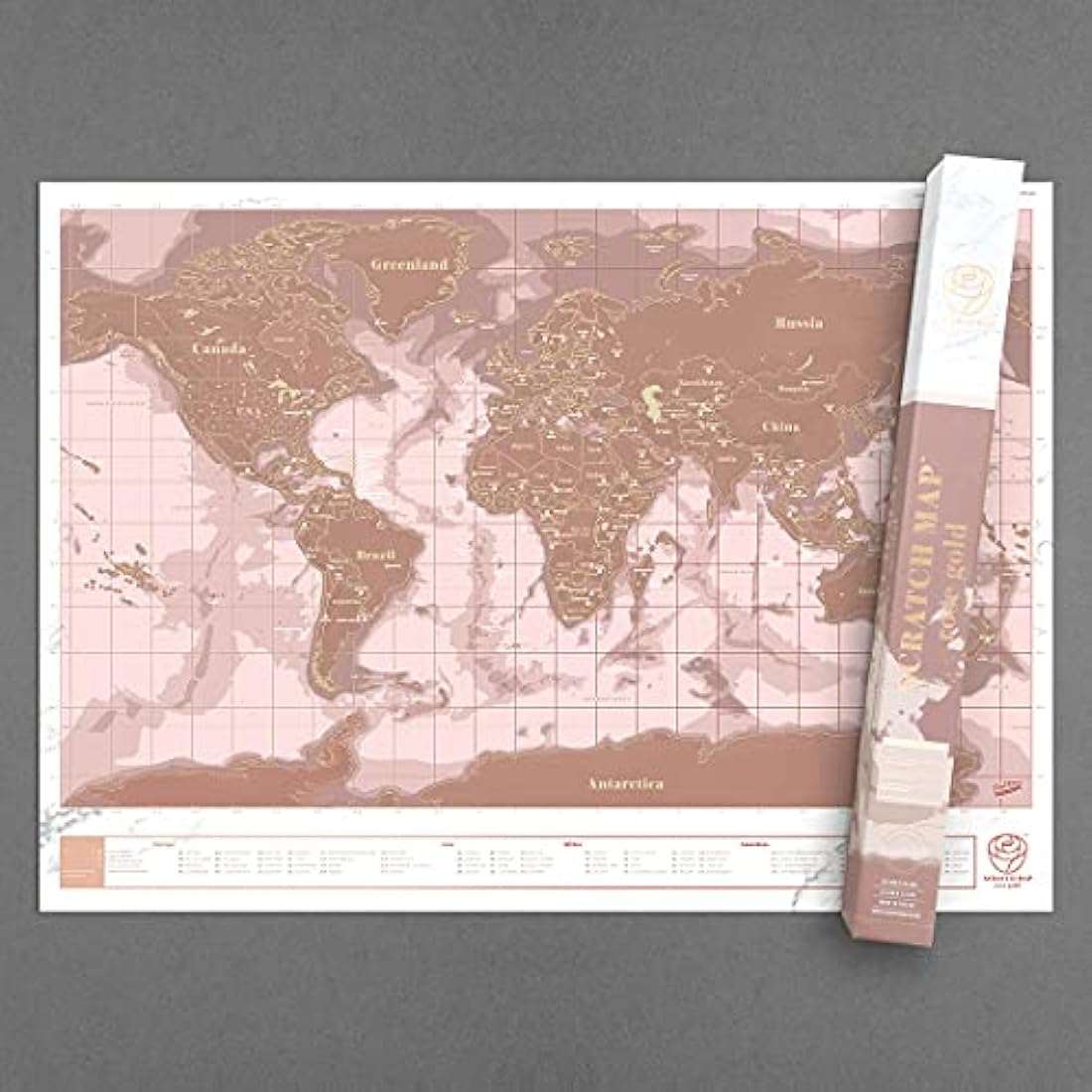 Luckies of London Rose Gold World Scratch Map – UK Made Travel Decor