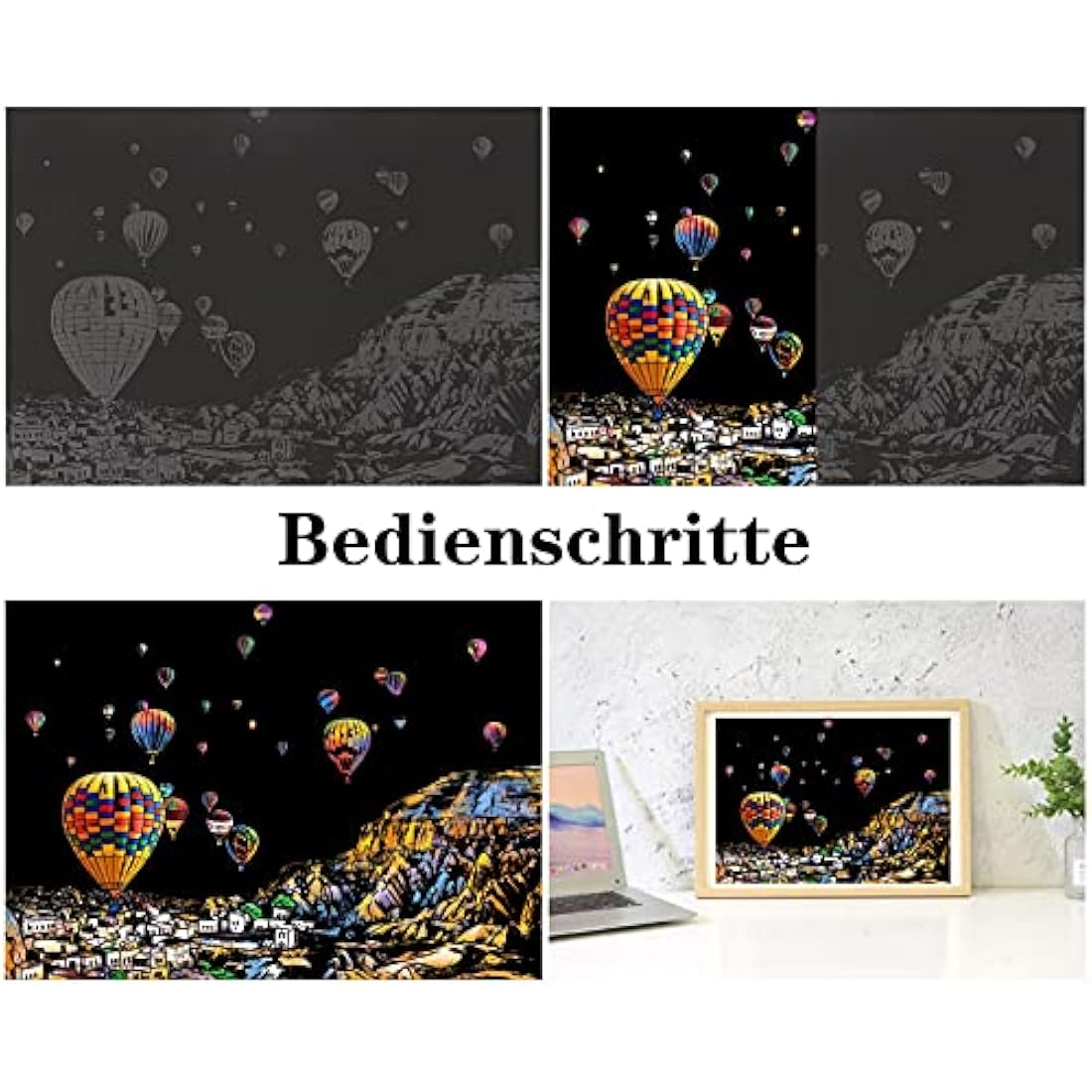 Heyu-Lotus 8pcs Rainbow Scratch Art Paper Kit – City Night Sketch Set
