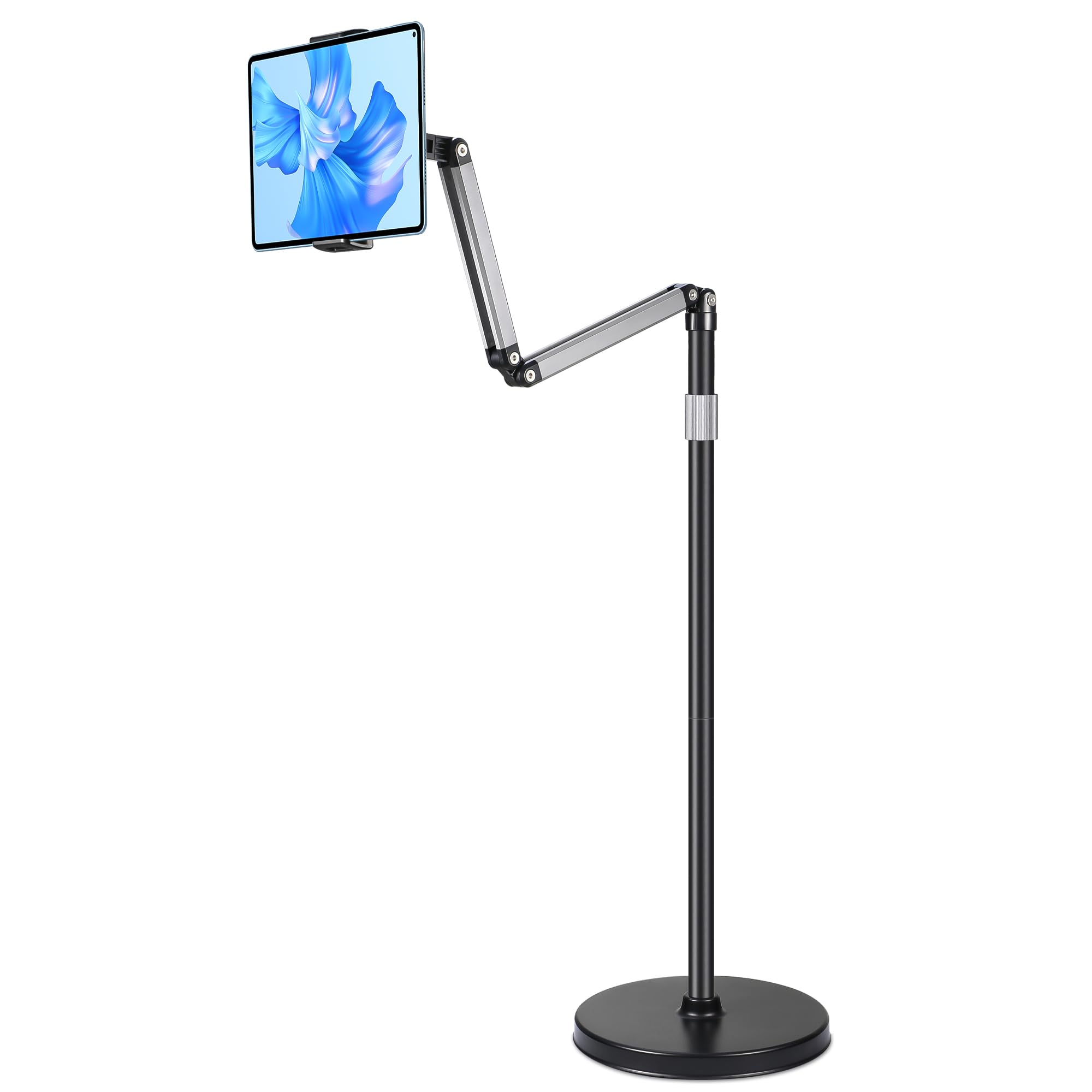 YSSHUI Tablet Floor Stand – Heavy-Duty Gooseneck Mount for 4.7-13" Devices