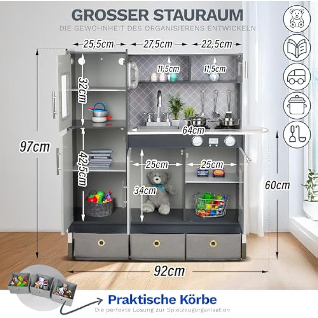 Kinderplay XXL Large Wooden Play Kitchen for Toddlers - Green Series