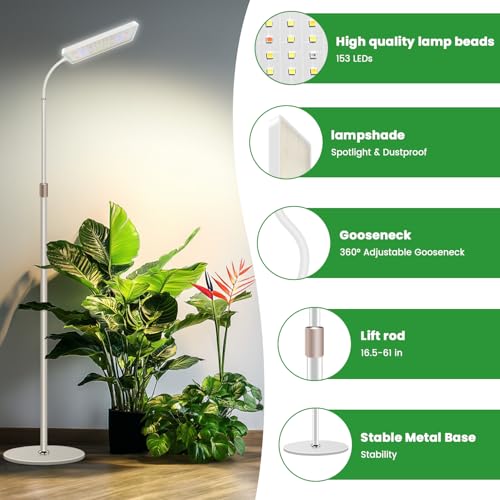Wiaxulay Full Spectrum LED Grow Light with Adjustable Stand, 17-61"