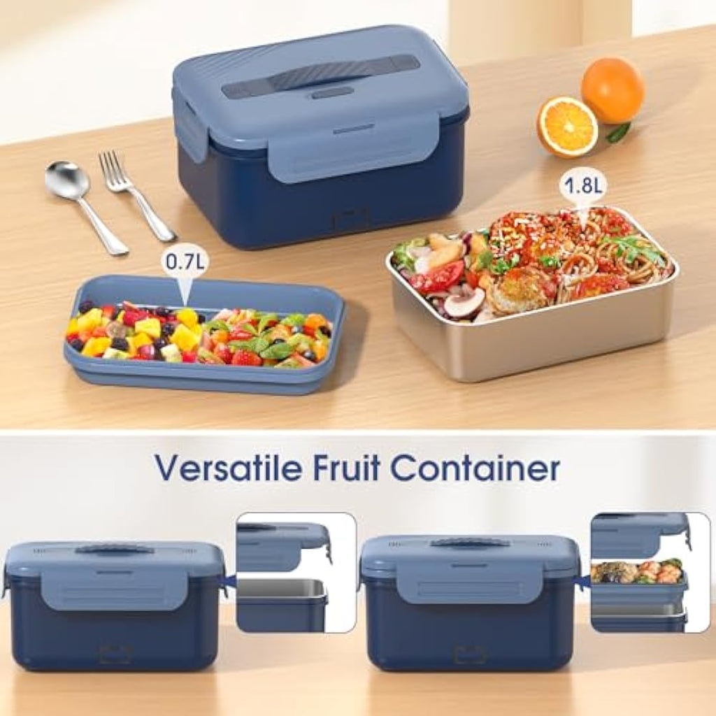 Monteka 100W Electric Lunch Box – 1.8L Stainless Steel Portable Food Warmer