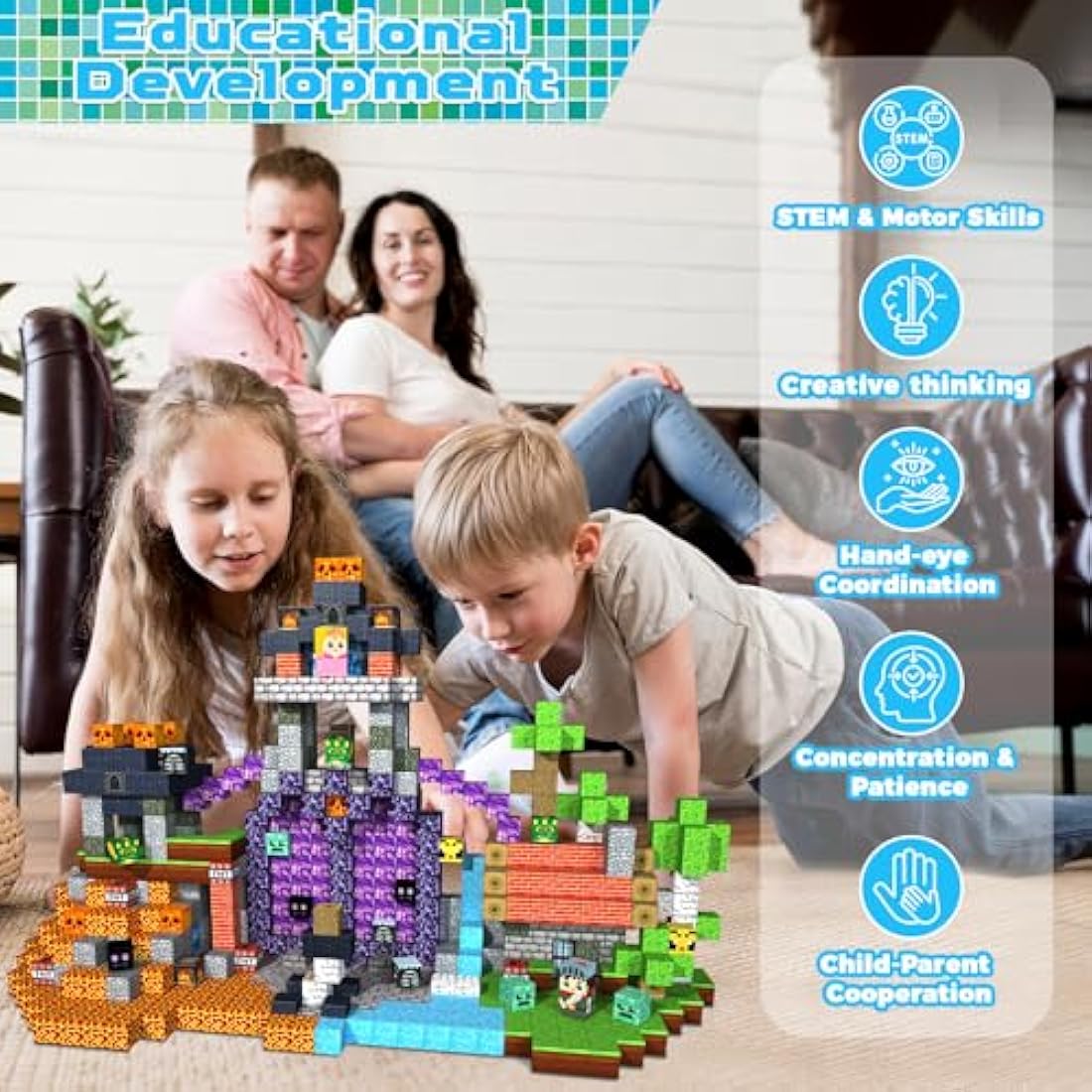 GraceDuck 150 PCS Magnetic Blocks – Dark Forest Castle STEM Building Toys