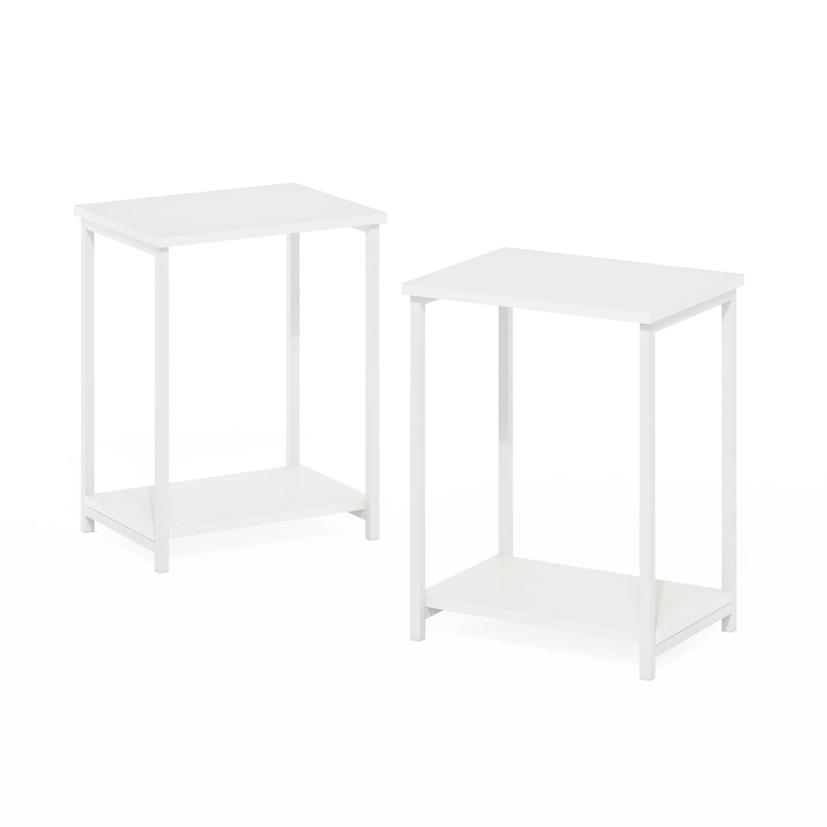 Furinno SIMPLISTIC Side Table Set of 2, 2-Tier Metal Frame End Table with Open Shelf, Night Stand, Bedside Table, for Living Room, Bedroom, White - image 4
