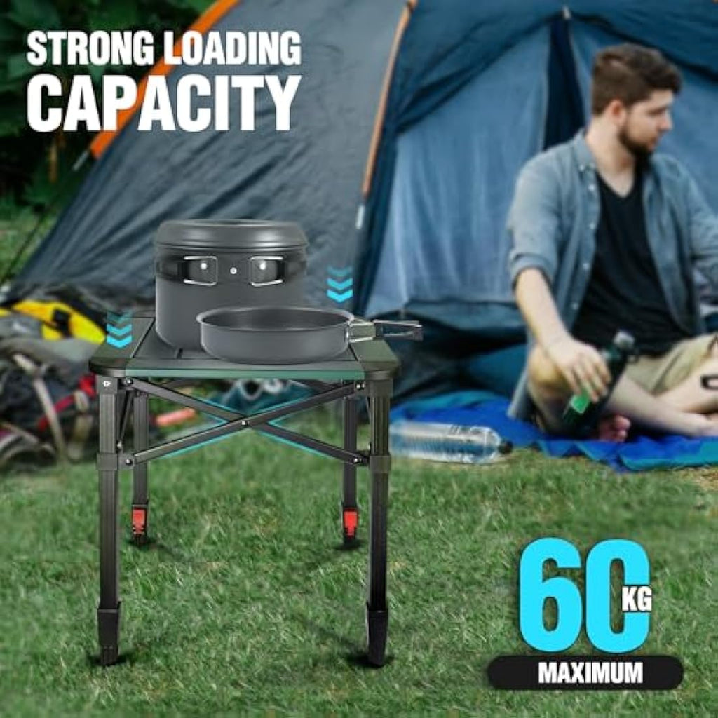 VILLEY Folding Camping Table | Adjustable Height Aluminum Roll Up Table
