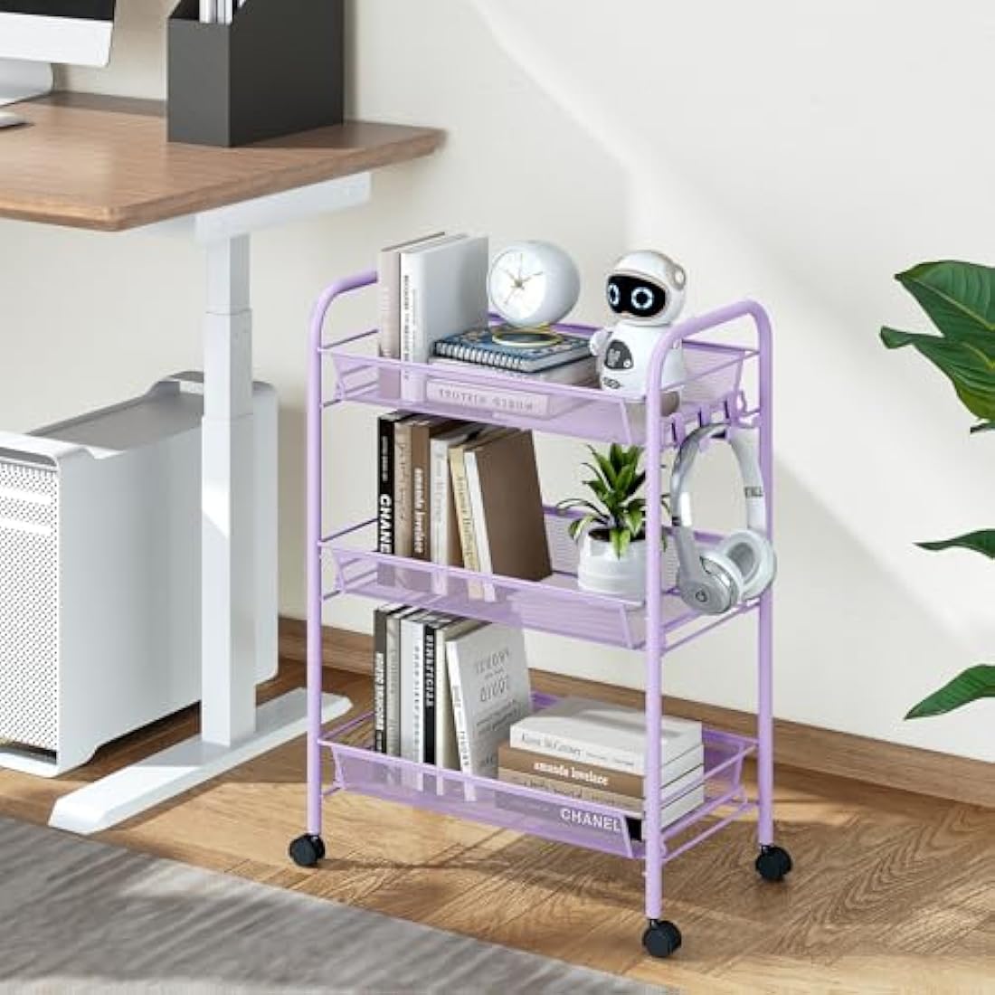 APEXCHASER 3-Tier Rolling Utility Cart | Metal Mobile Storage Trolley