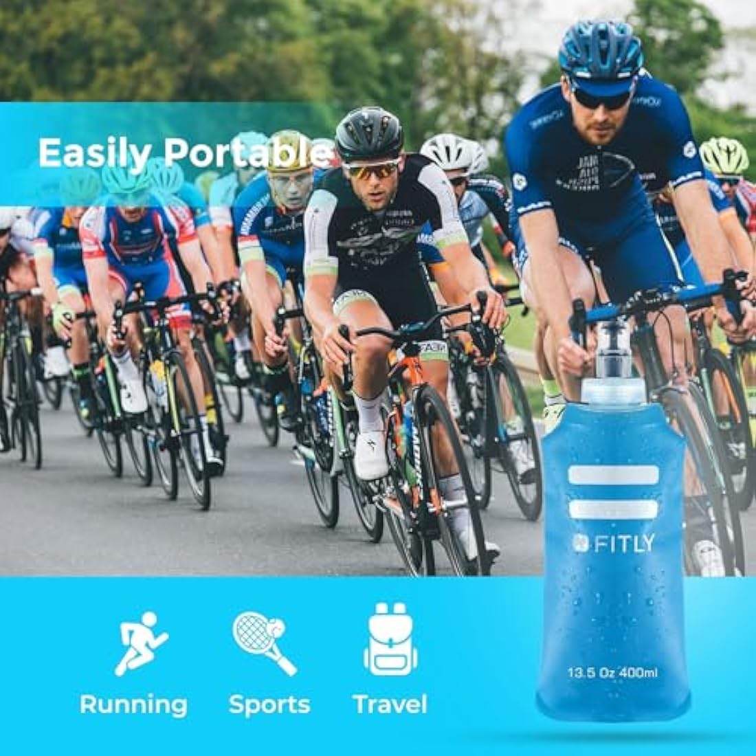 FITLY Soft Water Bottle | Collapsible BPA-Free Flask for Running & Hiking