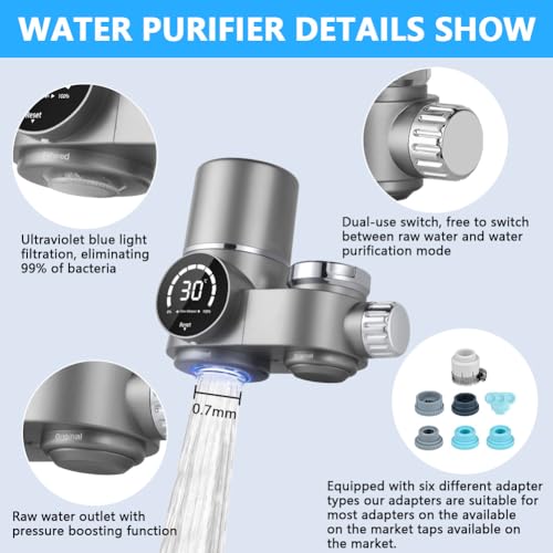 HOTUT Faucet Water Filter | UV LED Tap Purifier with Activated Carbon