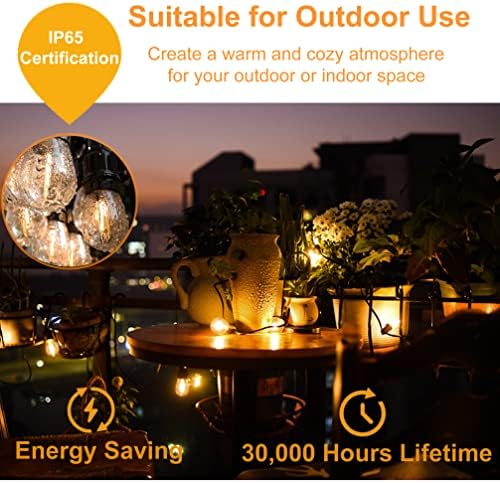 ZOTOYI 100FT Outdoor String Lights | Waterproof LED Festoon Lights - 30m