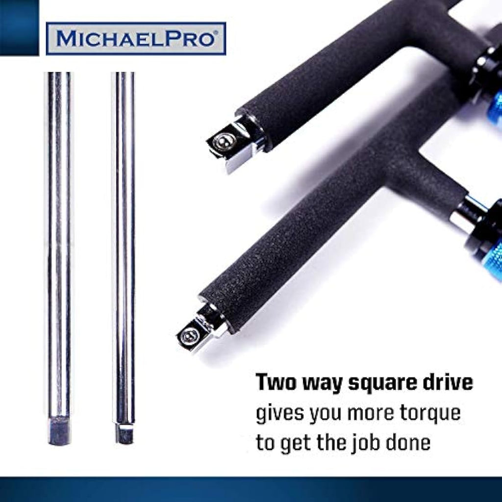 MichaelPro T-Handle Wrench Set | 1/4" & 3/8" Drive 2-Way Adjustable Spanner