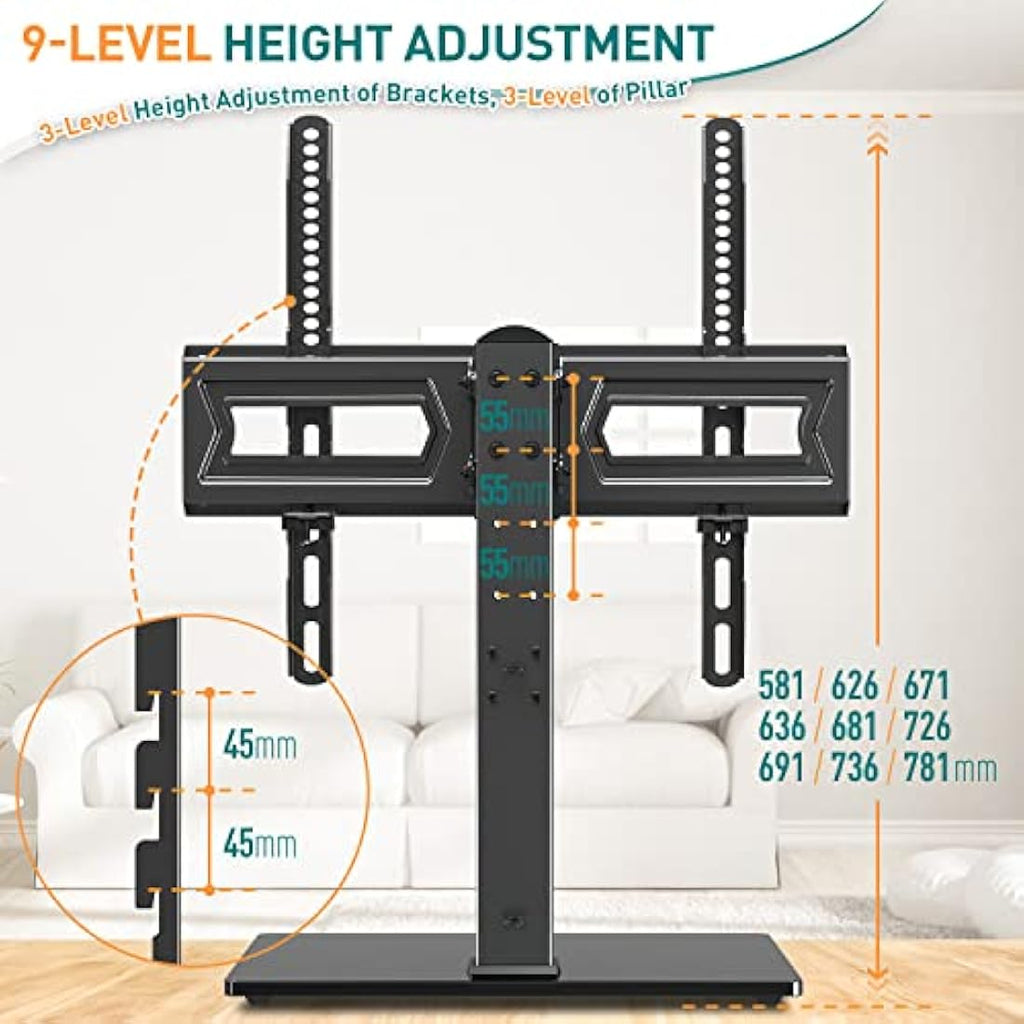ELIVED Swivel Table Top TV Stand for 37-70 Inch TVs | Height Adjustable