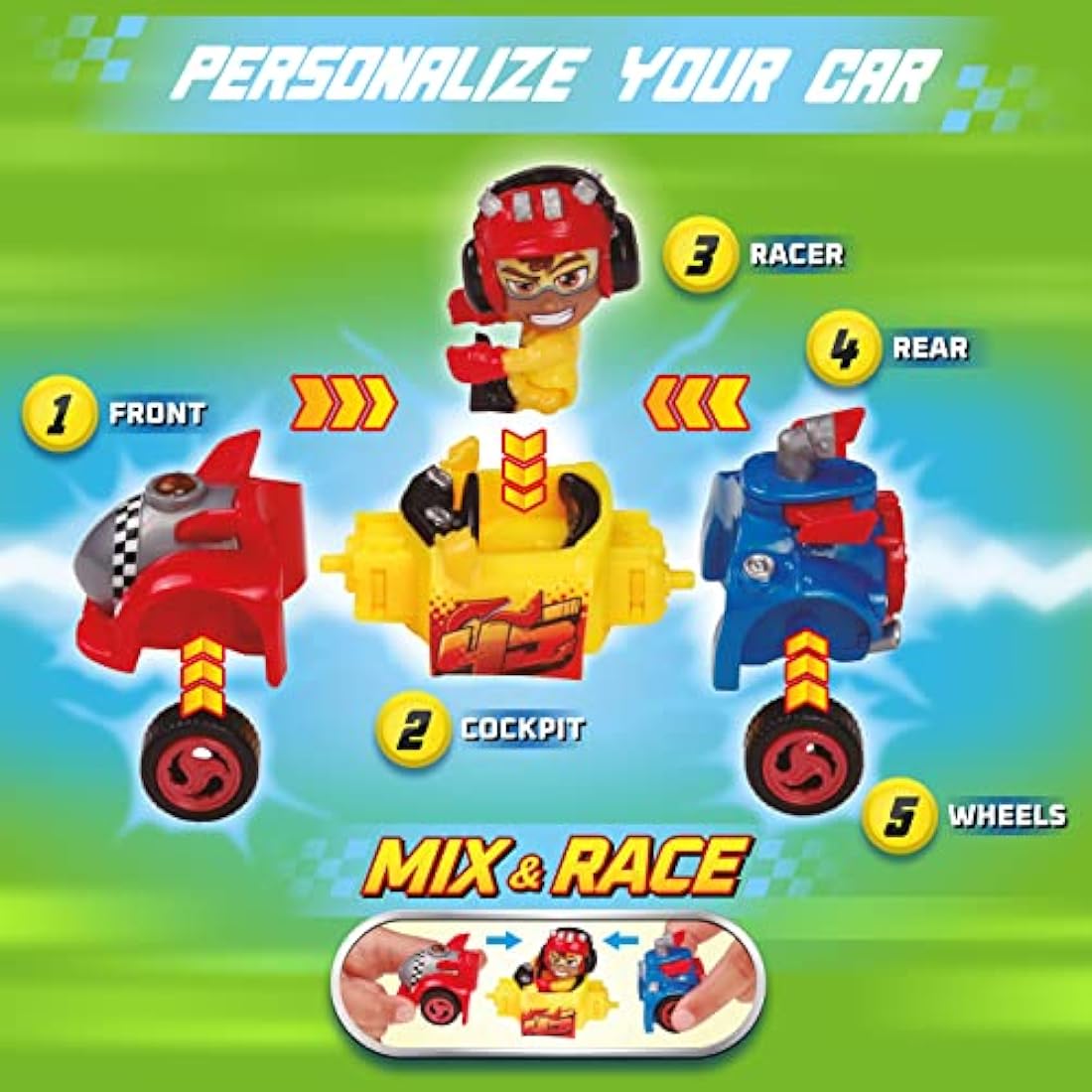 T-Racers Glow Race Series | Collectible Customizable Toy Car & Driver