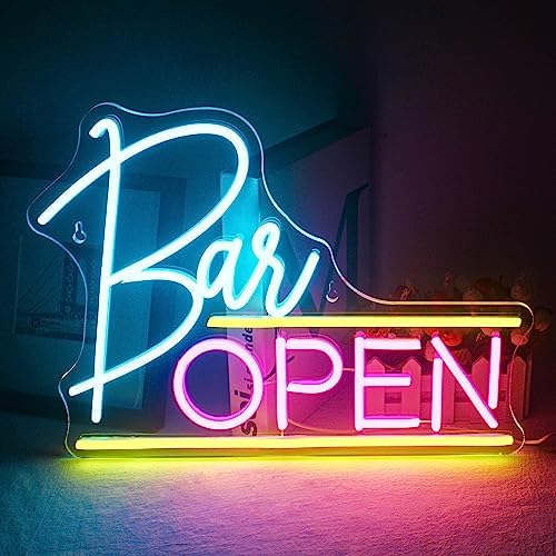 Open Neon Sign – Pink & Blue LED Wall Decor for Business