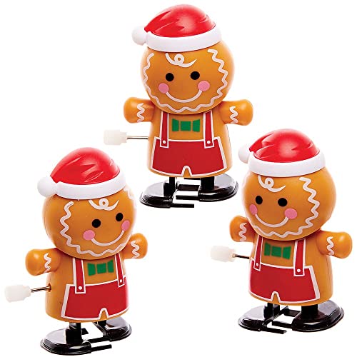 Baker Ross Gingerbread Man Wind-up Racers – 3 Pack Christmas Toys