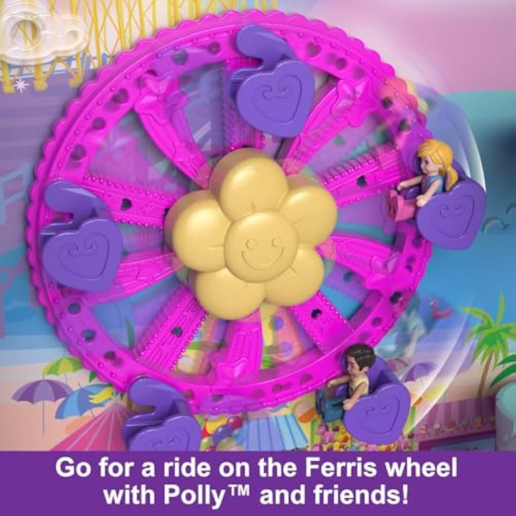 Polly Pocket Pollyville Resort Roll Away Playset with 4 Dolls & 30 Pieces