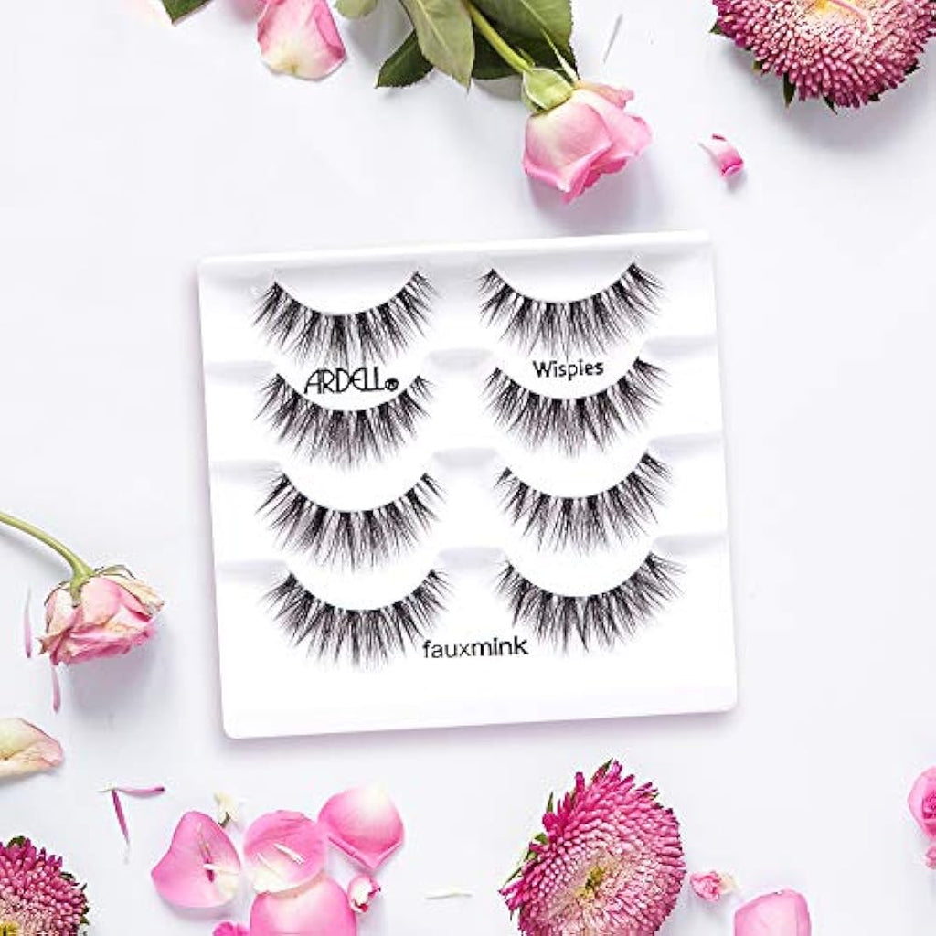 Ardell Faux Mink Wispies False Lashes - Knot-Free Invisiband 4 Pack