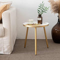 AOJEZOR Round Metal Side Table – Modern End Table for Small Spaces, Gold