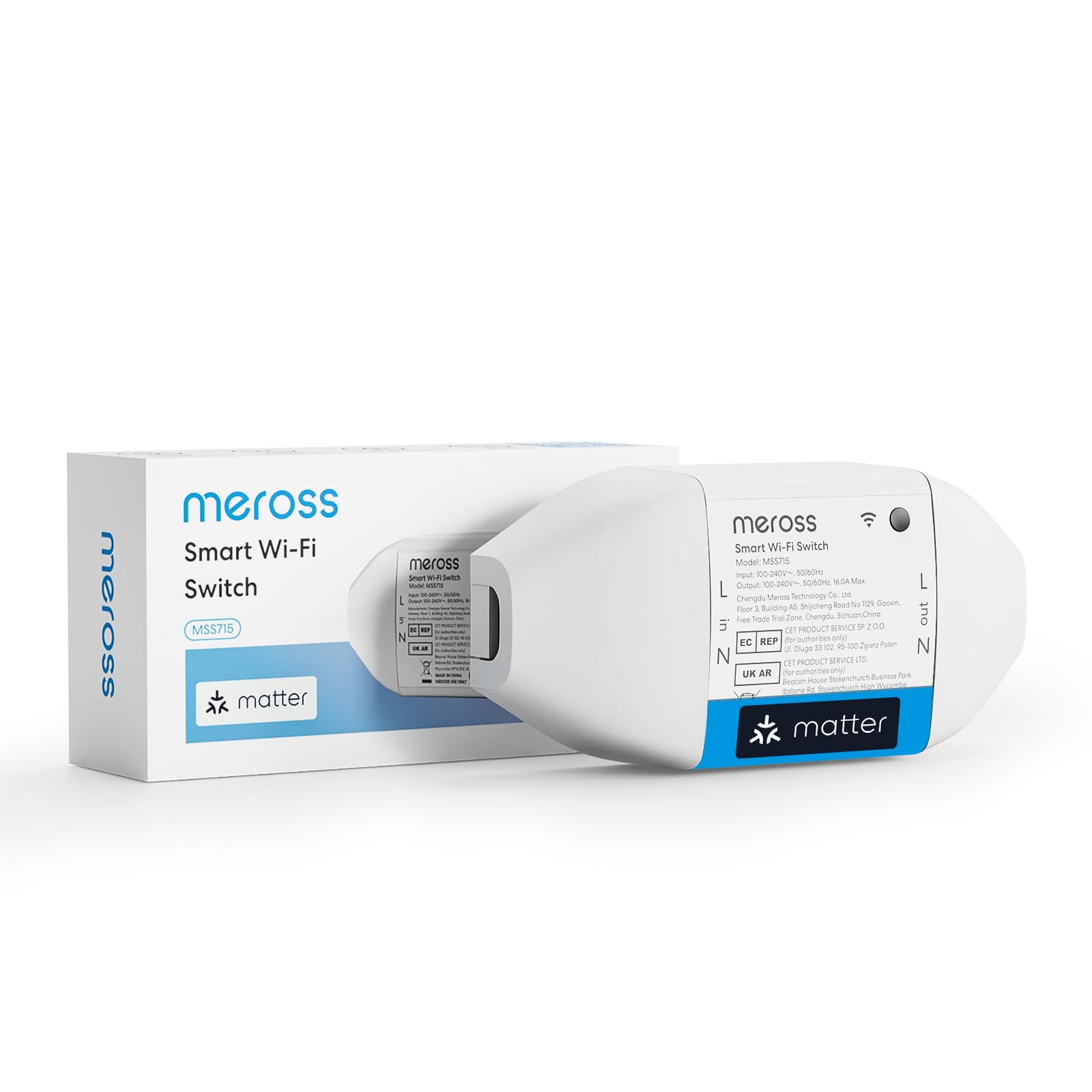 Meross Matter Smart DIY Switch | 16A WiFi Relay with Energy Monitor