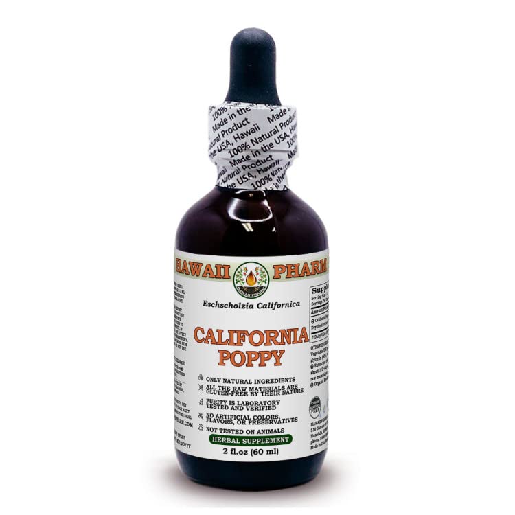 Hawaii Pharm California Poppy Alcohol-Free Liquid Extract Glycerite 60ml